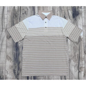 Vintage Dad Polo DAMON Cotton Mist Short Sleeve Pocket striped Large Thin 80s .